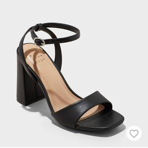 a new day Haley Black Ankle-Strap Block Heel Sandals